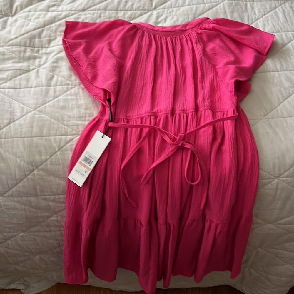 NWT Calvin Klein Tiered Gauze dress in Hibiscus size 2 - Picture 3 of 15